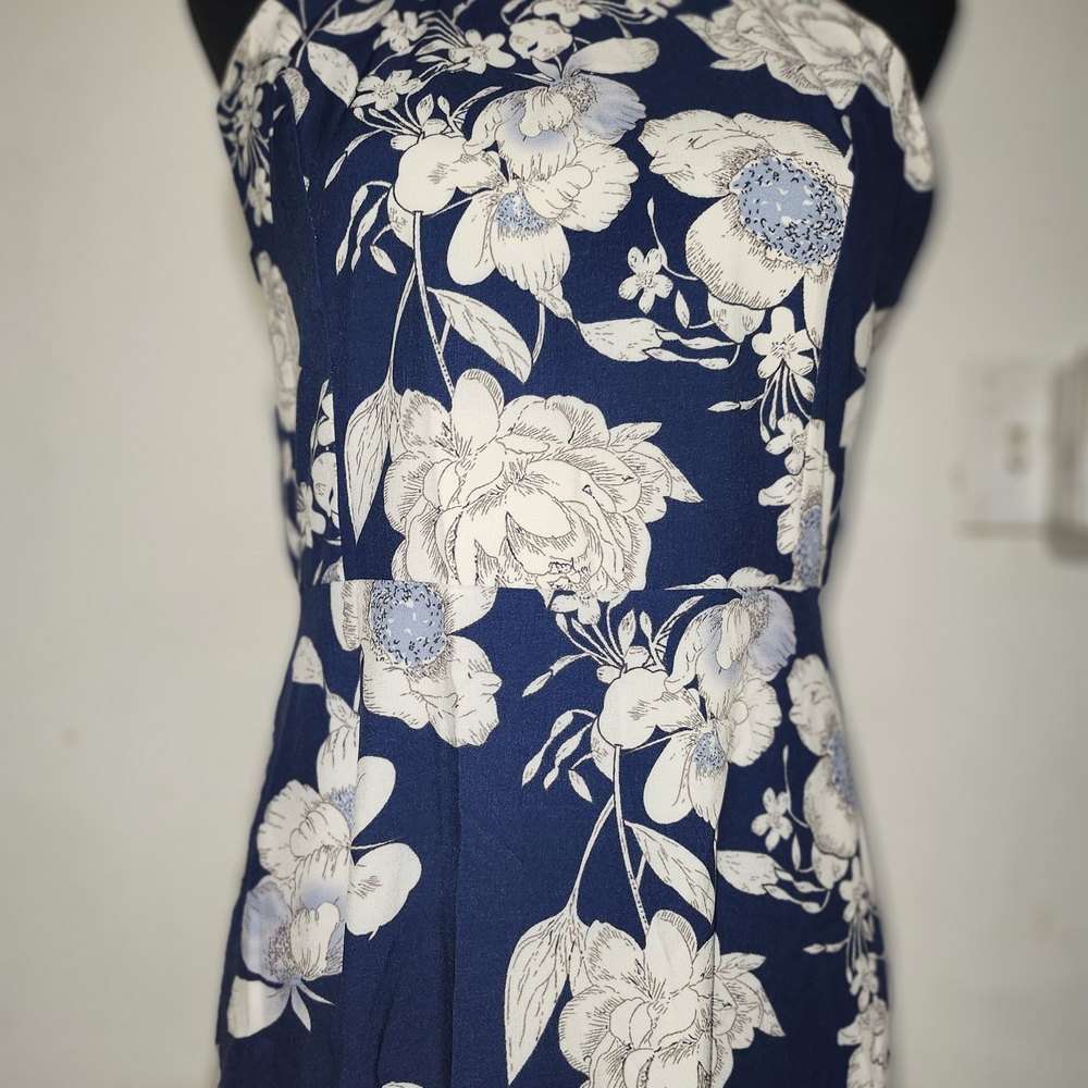 SHEIN One Shoulder Navy Floral Dress